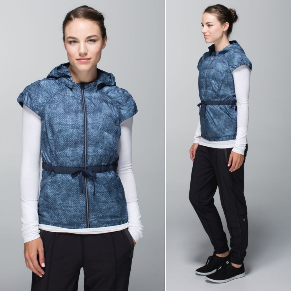 Lululemon Spring Fling Puffy Vest in Sashiko Cross Inkwell Ghost
